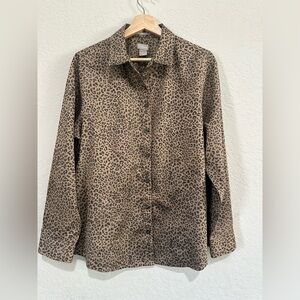 Chico's Brown Leopard Print Men's Button Down Shirt